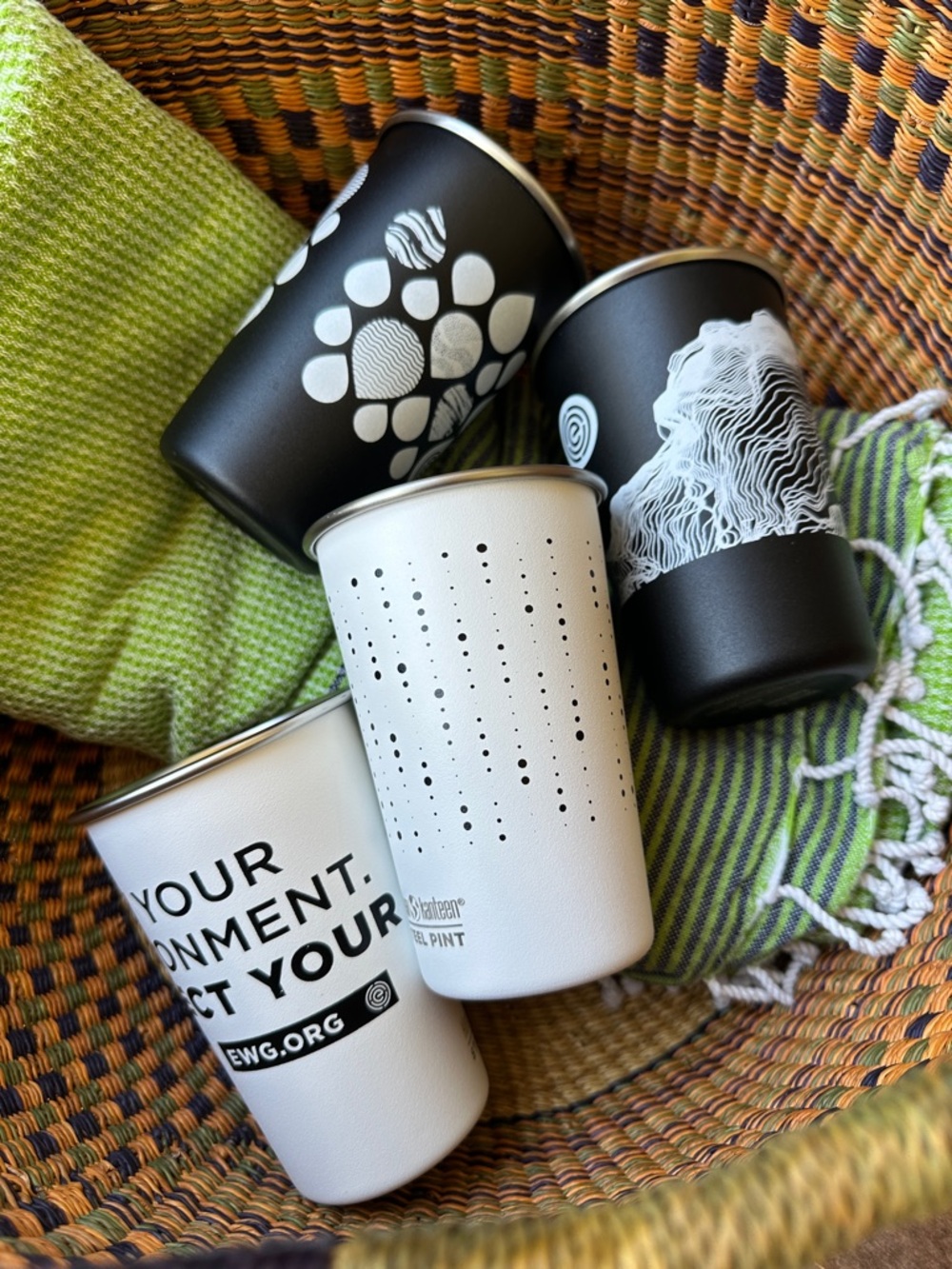 Klean Kanteen x EWG Stainless Steel Pint Set of 4 16 oz. Black & White